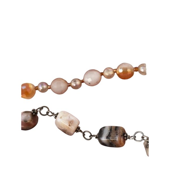 Set of Two Bracelets plus Earring Agate Marble & Faceted Beads - Picture 3 of 8